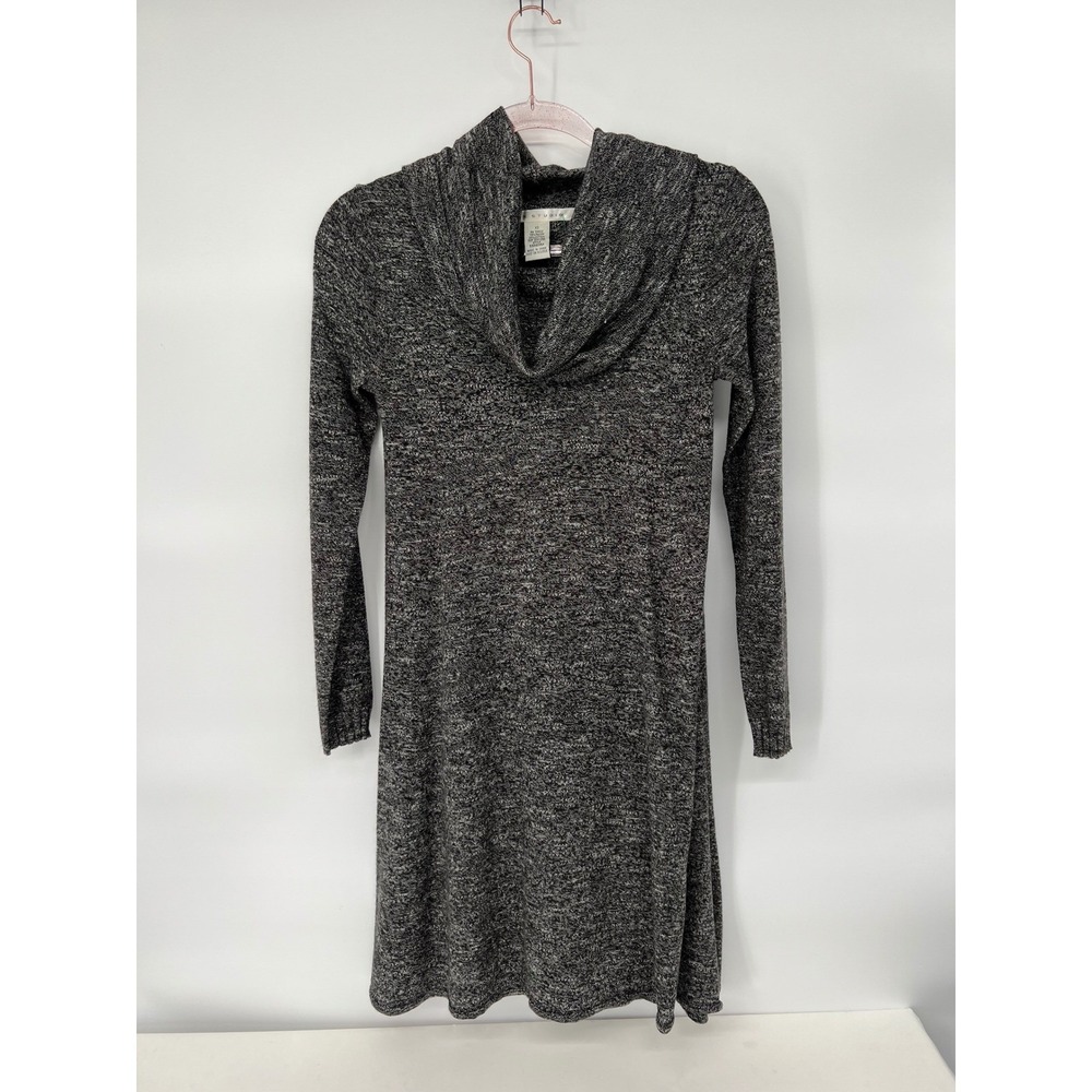 MAX STUDIO XS Gray Marled Knit Long Sleeve Cowl Neck Sweater Dressโ Womenswear